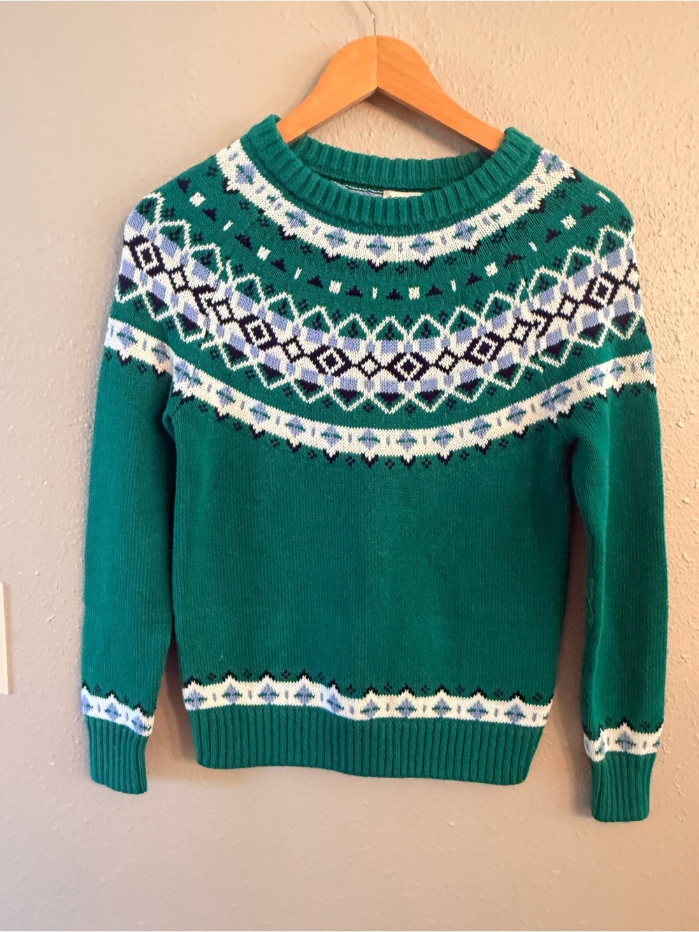 NWT J. Crew Fair Isle Cotton Green Sweater XXS - Picture 2 of 7